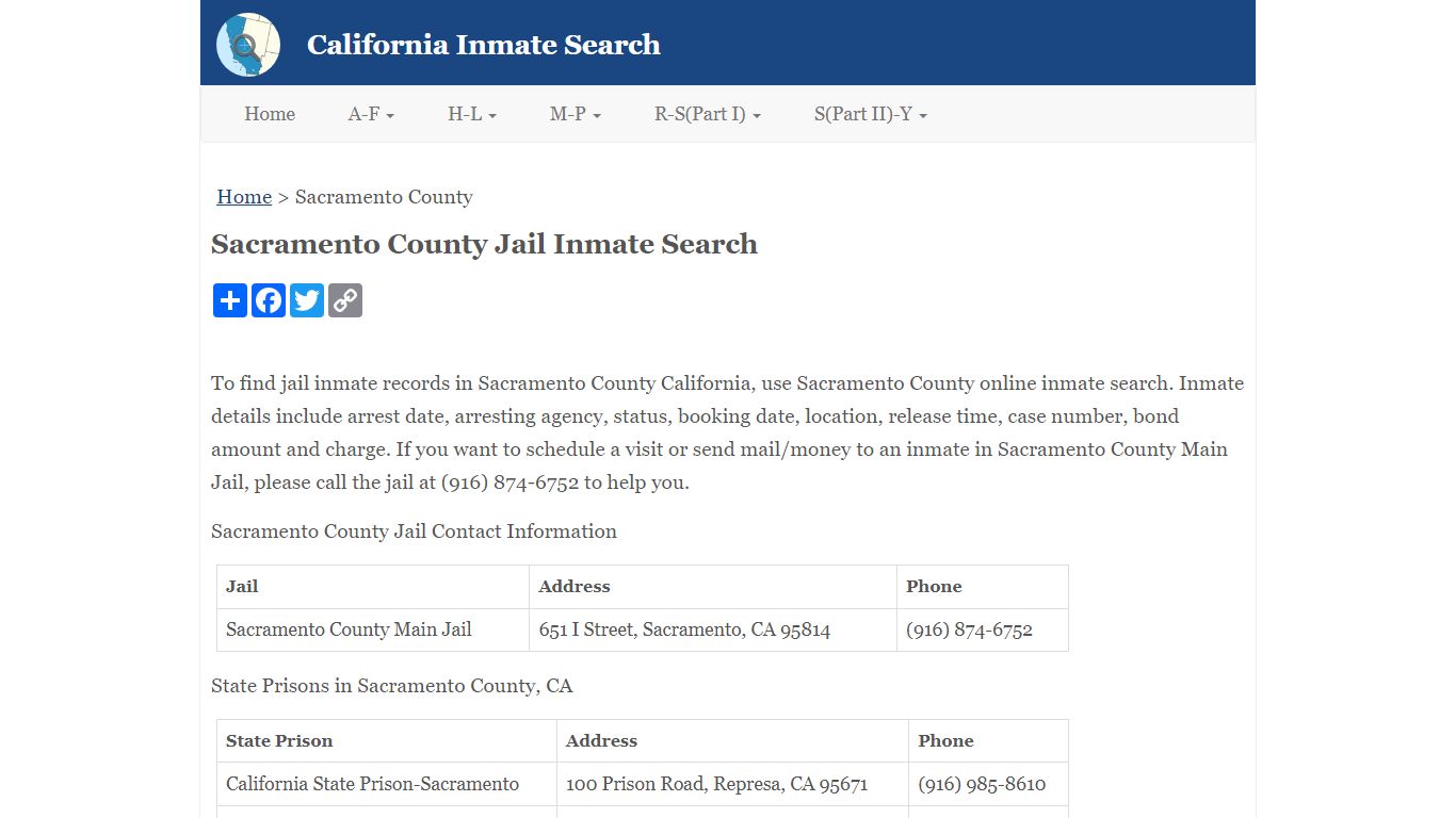 Sacramento County Jail Inmate Search